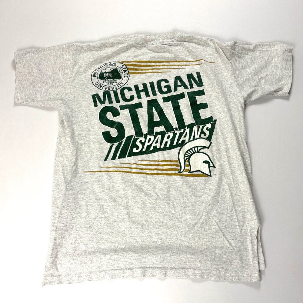 Michigan State University Vintage Nutmeg Womens T Shirt Gray Sz XL MSU Spartans
